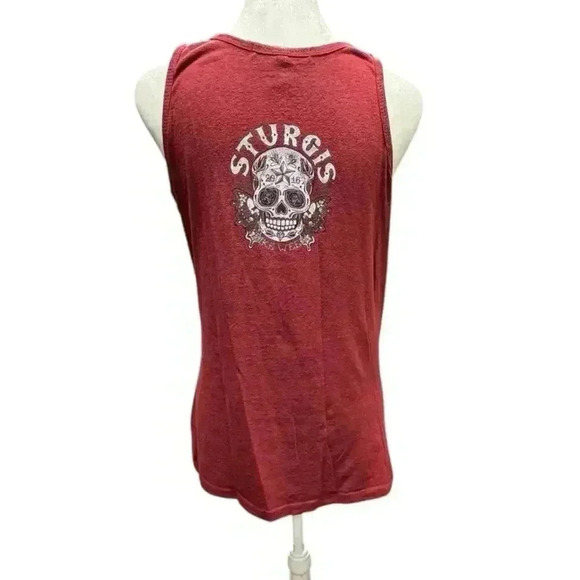 Sturgis Bike Week Skull & Bones Tank Top  Burgundy Size 2XL - Picture 2 of 9